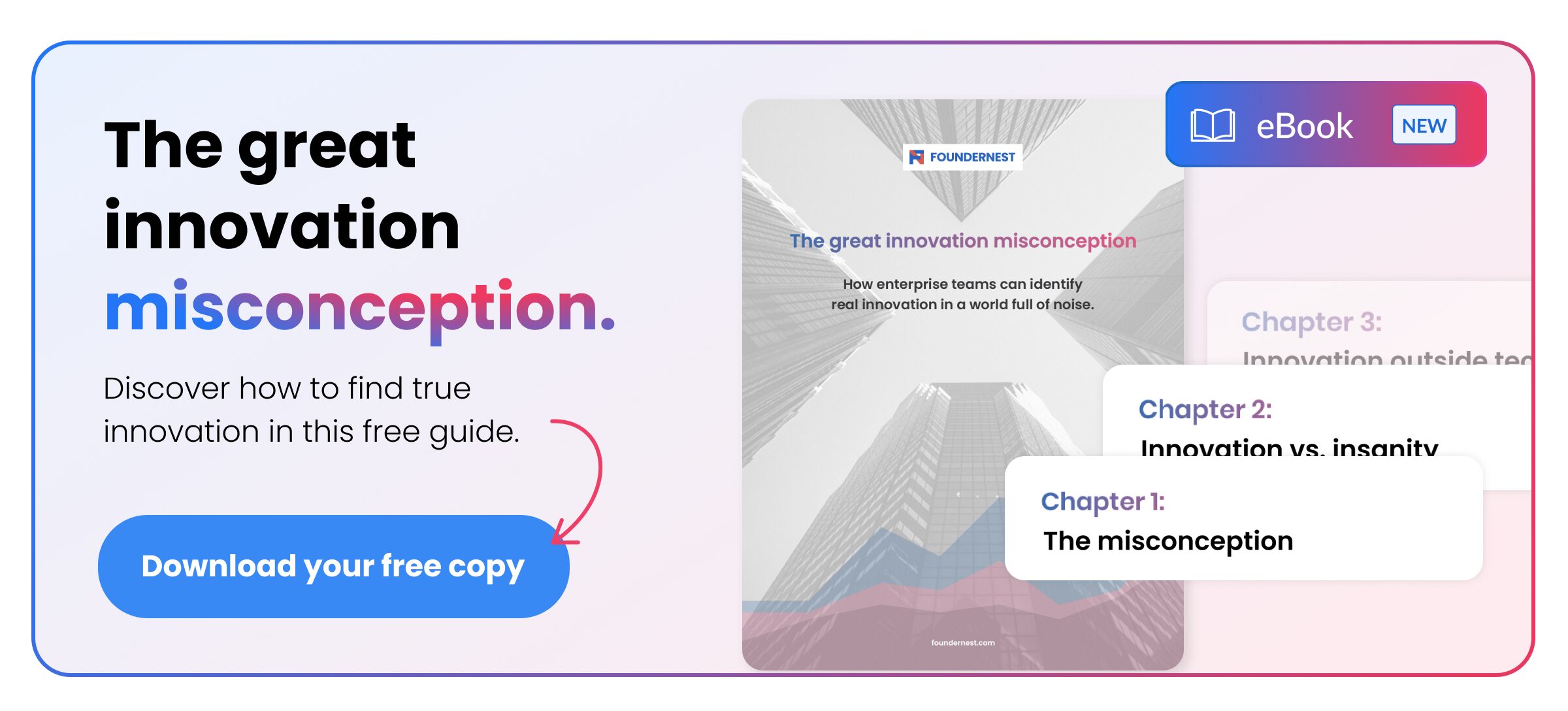 the great innovation misconception eBook by FounderNest promotion banner and download